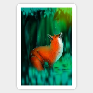 Fox in magical forest Sticker